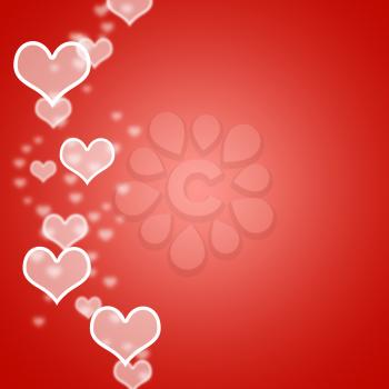 Red Hearts Bokeh Background With Blank Copyspace Shows Love And Romance