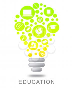 Education Lightbulb Showing Power Source And Learned