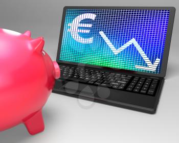 Euro Symbol On Laptop Showing European Looses And Crisis