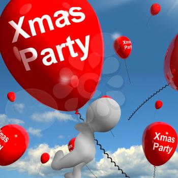 Xmas Party Balloons Showing Christmas Celebrations and Festivity