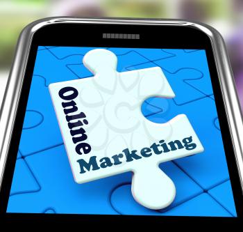 Online Marketing On Smartphone Shows Emarketing And Ecommerce