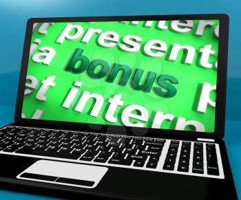 Bonus On Laptop Showing Rewards Benefits Or Perks Online