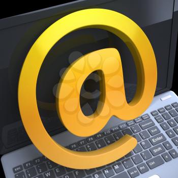 Keyboard At Sign Showing Email Correspondence on Web