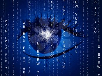 Eye Background Showing Encrypted Encoded And Coding