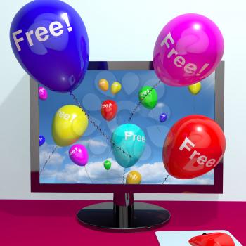 Balloons With Free Coming Through Computer  Shows Freebies and Promotions Online