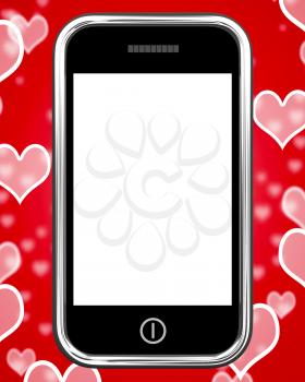 Blank Smartphone Screen With A Hearts Background