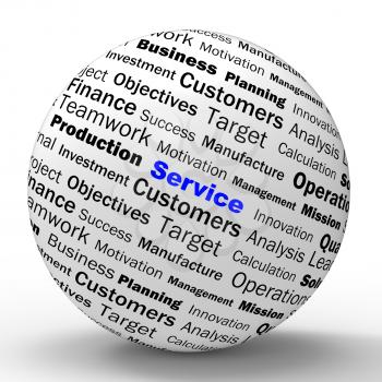 Service Sphere Definition Showing Assistance Help Or Customer Support