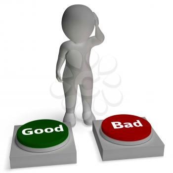 Good Bad Buttons Shows Approval Or Rejection