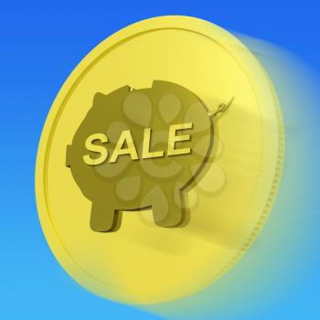 Sale Gold Coin Meaning Reduced Price Or Discounted Goods