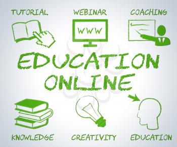Education Online Indicating Web Site And Searching