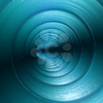 Turquoise Vortex Abstract Metallic Background With Twirling Twisting Spiral