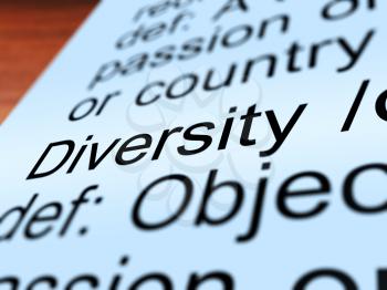 Diversity Definition Closeup Shows Different Diverse And Mixed Race