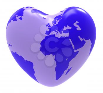 Globe Heart Representing Valentine Day And Worldly