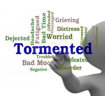 Tormented Word Showing Suffering Abuse And Tormenting 3d Rendering