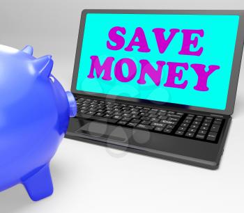 Save Money Laptop Showing Spare Cash And Savings