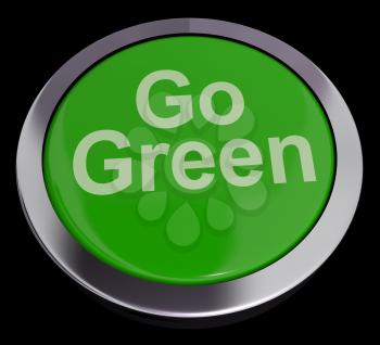 Go Green Button For Recycling And Eco Friendly