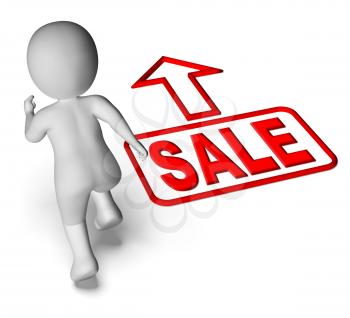Sale And Running 3D Character Showing Hurry Save Promotion