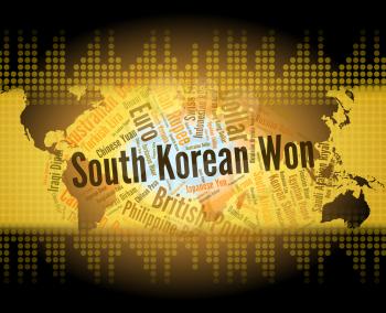 South Korean Won Representing Foreign Exchange And Word 