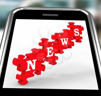 News On Smartphone Showing Online Journalism And Digital Newspaper