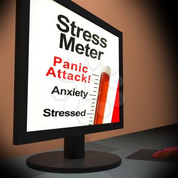 Stress Meter On Laptop Showing Panic Attack Or Mental Crisis