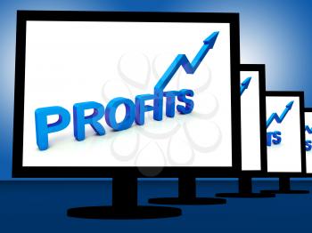 Profits On Monitors Showing Profitable Incomes And Earnings