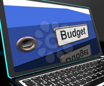 Budget File On Laptop Showing Financial Report Or Accounting