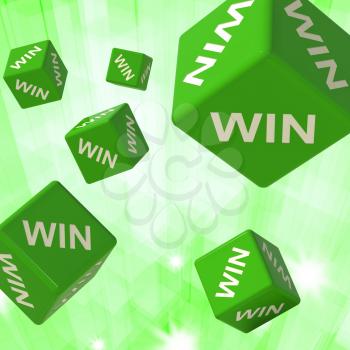 Win Dice Background Shows Triumph And Victory
