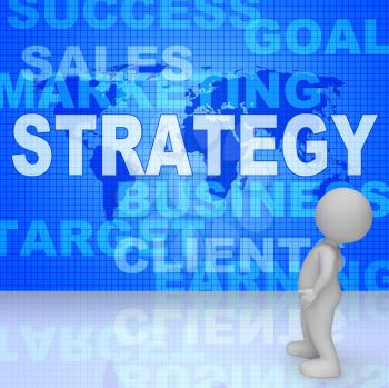 Strategy Words Meaning Commercial Vision And Biz 3d Rendering