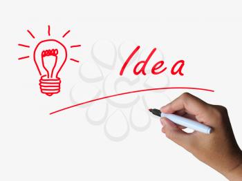 Idea and Lightbulb Indicating Bright Ideas and Concepts