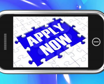 Apply Now On Smartphone Showing Job Applications And Recruitment