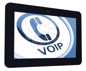 Voip Tablet Meaning Voice Over Internet Protocol Or Broadband Telephony