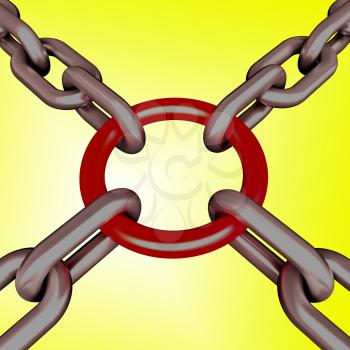 Red Link Yellow Background Showing Strength Security Safety and Togetherness
