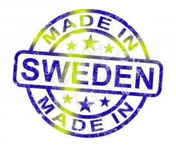 Made In Sweden Stamp Showing Swedish Product Or Produce