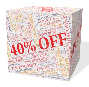 Forty Percent Off Indicating Reduction Words And Clearance