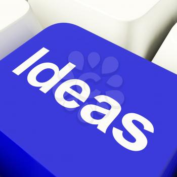 Ideas Computer Key In Blue Showing Concept Or Creativity