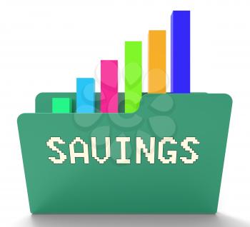 Savings File Meaning Money Binder And Graphic 3d Rendering