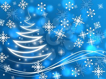 Snowflakes Background Showing Zigzag Winter And Freezing
