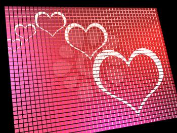 Hearts On Computer Display Shows Love And Online Dating