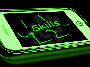 Skills On Smartphone Shows Abilities, Talents And Aptitudes