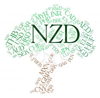 Nzd Currency Representing New Zealand Dollars And New Zealand Dollars