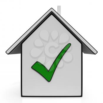 Home Icons With Check Showing House Or Building For Sale
