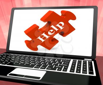 Help Puzzle On Laptop Shows Online Support And Advisory