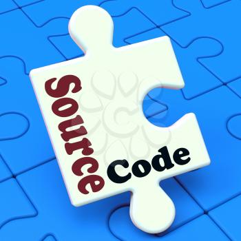 Source Code Puzzle Showing Software Program Or Programming 