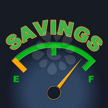 Savings Gauge Showing Scale Meter And Money