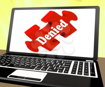 Denied Laptop Showing Denial Deny Decline Or Refusals