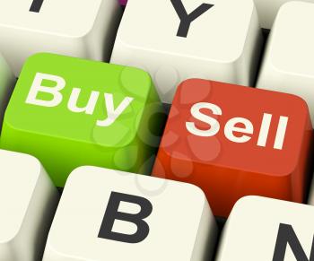 Buy And Sell Keys Represents Business Trade Or Stocks Online