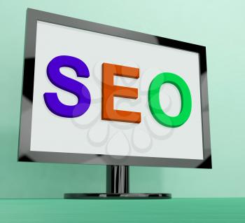 Seo On Monitor Showing Search Engine Optimization Online