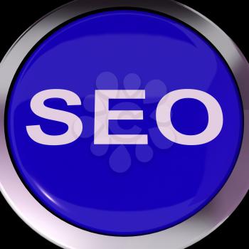 SEO Button Shows Increasing Search Engine Optimization