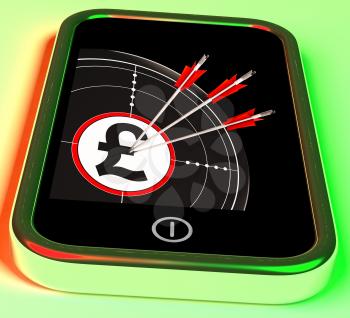 Pound Symbol On Smartphone Shows Kingdom Wealth Or Currencies