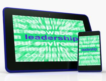 Leadership Tablet Showing Authority Guide Or Management